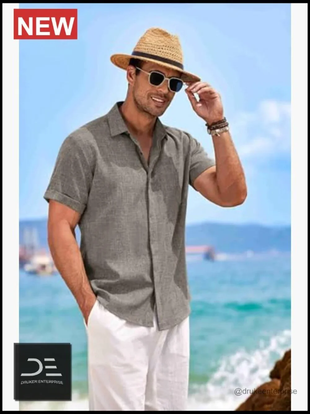 Men's Linen Button Down Shirt Short Sleeve Casual Summer Shirt